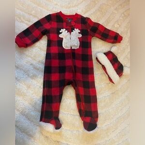 Baby plaided Pajama with hat